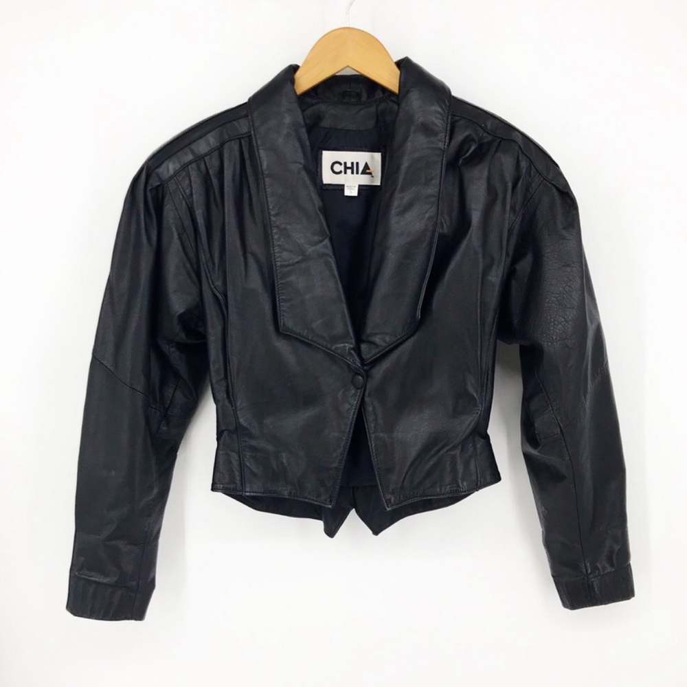 VTG 80’s Puffy Sleeved Leather Jacket 🕶️ FIRM! Plz no offers.